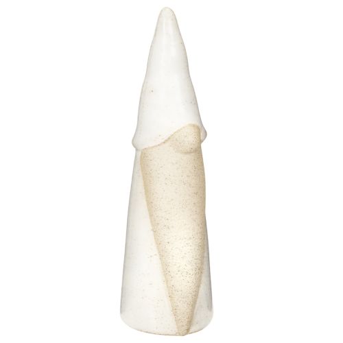 Figurine de Noël en céramique - Lutin décoratif - 22 cm - Blanc et naturel