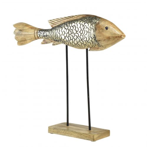 Article Poisson en bois avec décoration en métal décoration poisson 35x7x29,5cm