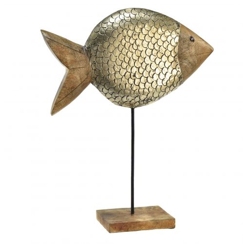 Floristik24 Poisson décoratif bois métal laiton maritime 33x11,5x37cm