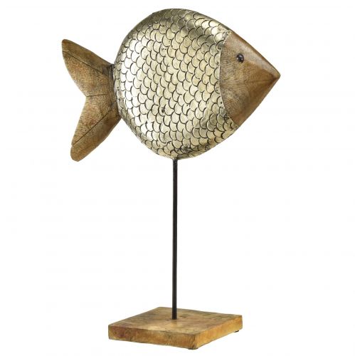 Floristik24 Poisson décoratif bois métal laiton maritime 33x11,5x37cm
