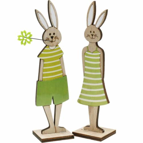 Floristik24 Stand de lapin de Pâques Décoration de Pâques en bois de lapin vert 4pcs