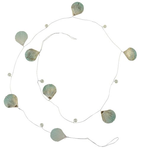 Guirlande de coquillages avec perles turquoise or argent L112cm 3pcs