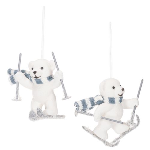Ange décoratif ours polaire sur skis avec écharpe 10 cm set de 2 acheter | Floristik24.fr