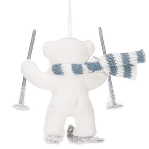 Ange décoratif ours polaire sur skis avec écharpe 10 cm set de 2 | Floristik24.fr