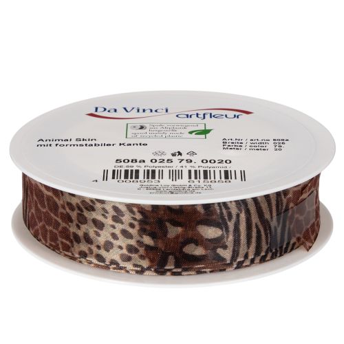 Ruban décoratif imprimé animal 25 mm x 20 m polyester | Floristik24.fr