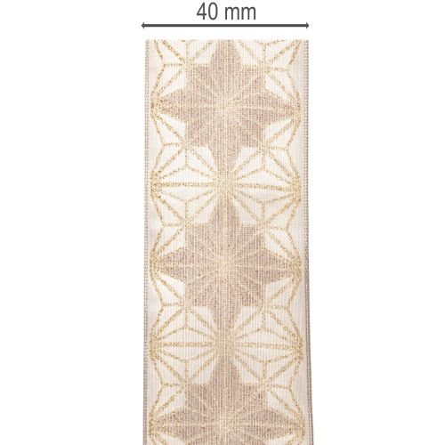 Ruban décoratif avec étoiles, bord rigide, 40 mm x 20 m, or et brun | Floristik24.fr