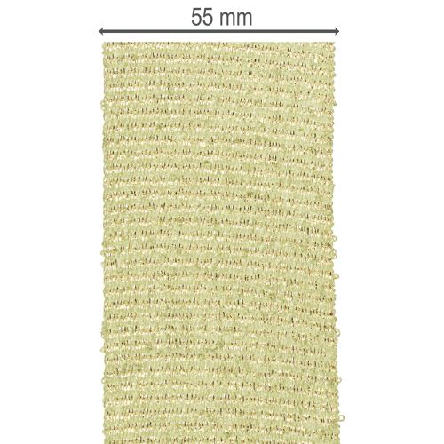Ruban décoratif avec paillettes 55 mm x 15 m en polyester vert clair | Floristik24.fr