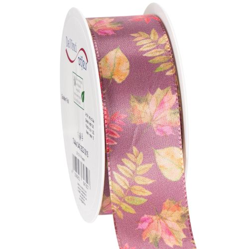 Ruban décoratif en polyester à motifs de feuilles d'automne 40mm x 15m
