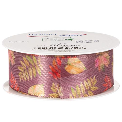 Ruban décoratif en polyester à motifs de feuilles d'automne 40mm x 15m | Floristik24.fr