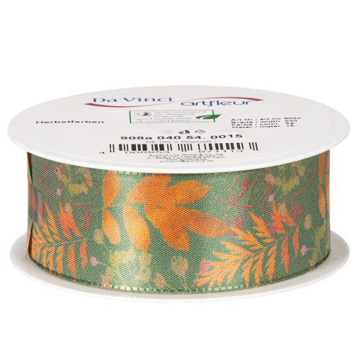 Ruban décoratif en tissu motif feuilles d’automne, 40 mm x 15 m | Floristik24.fr