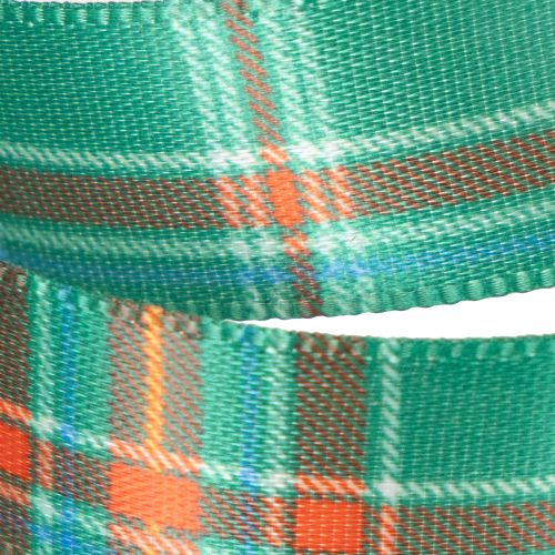 Ruban cadeau à carreaux en polyester 15 mm x 20 m rouge, vert et blanc pour emballages de Noël | Floristik24.fr