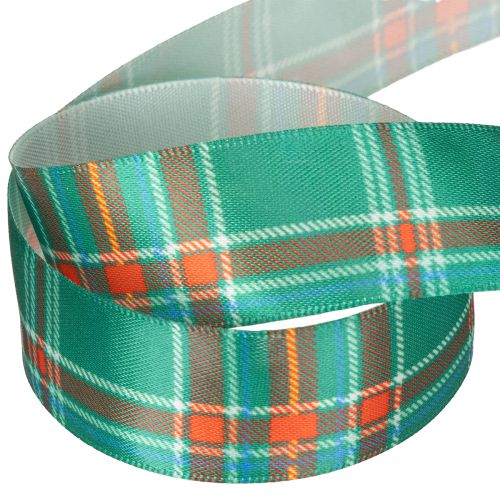 Ruban cadeau à motif écossais vert et rouge 25 mm x 20 m en polyester pour décoration intérieure | Floristik24.fr