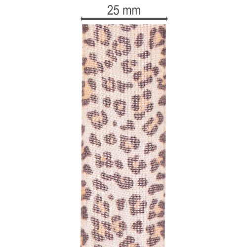 Ruban décoratif motif léopard 25 mm x 18 m, polyester, tons naturels | Floristik24.fr