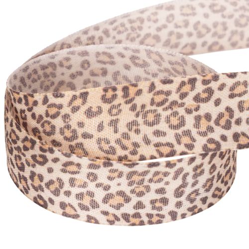 Ruban décoratif motif léopard 25 mm x 18 m, polyester, tons naturels | Floristik24.fr