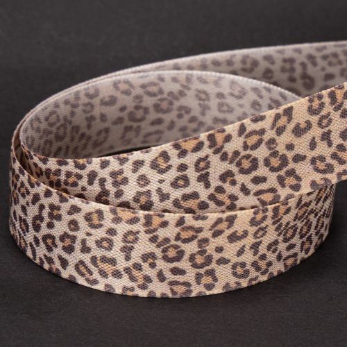 Ruban décoratif motif léopard 25 mm x 18 m, polyester, tons naturels | Floristik24.fr