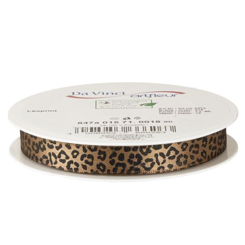 Ruban de soie imprimé léopard marron noir 15 mm 18 m | Floristik24.fr