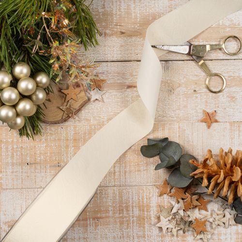 Ruban décoratif en velours crème 40 mm x 20 m pour décoration intérieure et emballage cadeau | Floristik24.fr