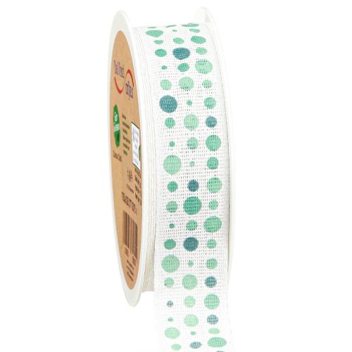 Floristik24 Ruban Ruban Coton Maritime Pois Turquoise 25mm 18m