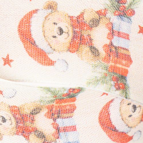 Ruban cadeau en tissu motif ours de Noël 40mm x 15m | Floristik24.fr
