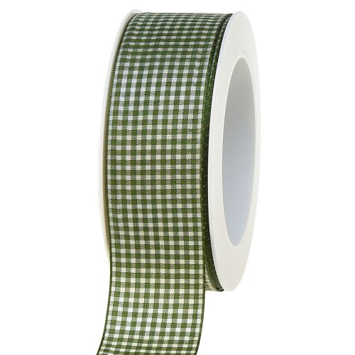 Ruban cadeau ruban décoratif à carreaux vert crème 40mm 20m