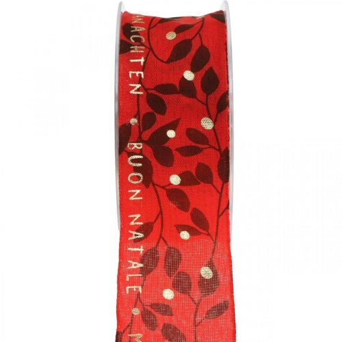 Article Ruban de Noël avec dicton rouge 40mm 20m
