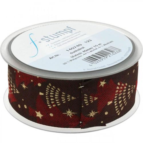 Floristik24 Ruban de Noël avec sapin de Noël rouge foncé 40mm 15m