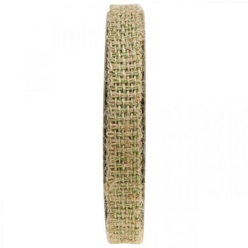 Floristik24 Ruban déco jute vert, nature 12mm Ruban jute coloré décoration jute 10m