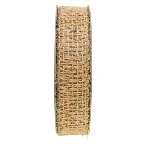 Floristik24 Ruban décoratif jute jaune, nature 25mm Ruban décoratif jute rustique 10m