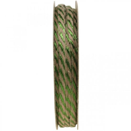 Floristik24 Ruban déco lin vert, naturel 4mm ruban cadeau ruban décoratif 20m