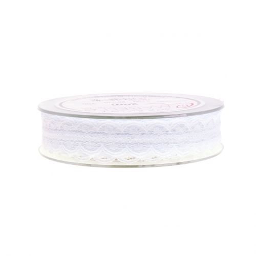 Floristik24 Bande de dentelle avec bord ondulé blanc 20mm 20m