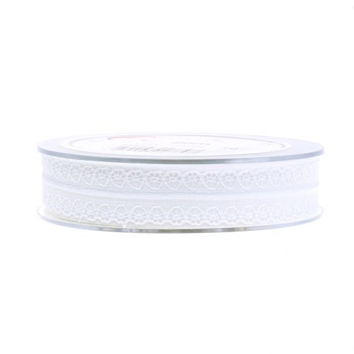 Floristik24 Ruban dentelle vintage blanc 20mm 20m