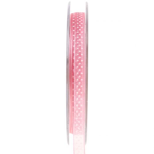 Floristik24 Ruban déco à pois rose 7mm L20m