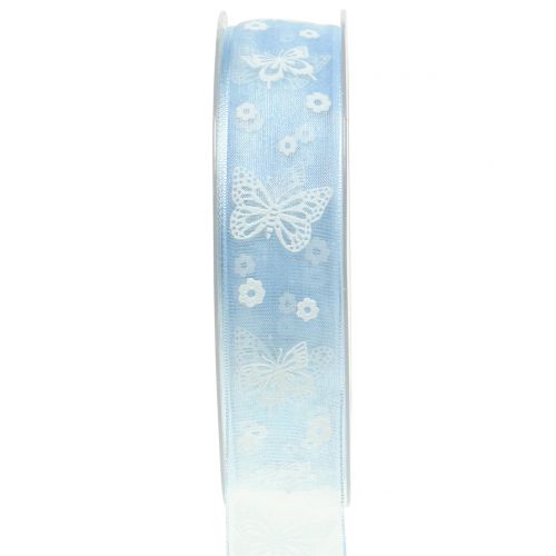 Floristik24 Ruban organza papillon bleu 25mm 20m