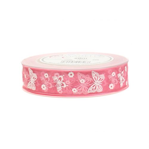 Floristik24 Papillon organza ruban vieux rose 25mm 20m