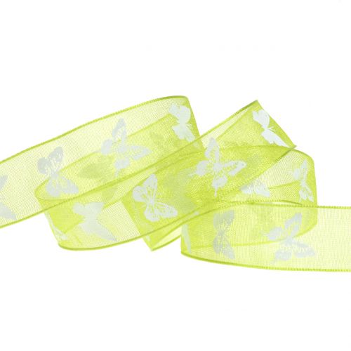 Article Ruban organza papillon vert 15mm 20m