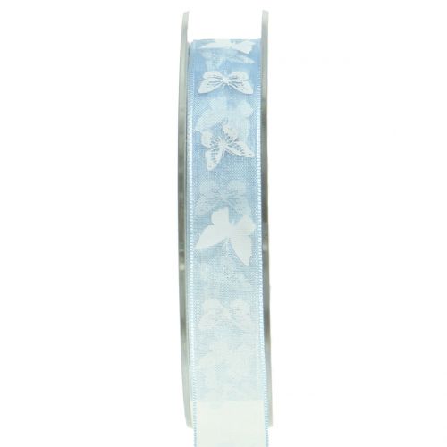 Ruban organza papillon bleu 15mm 20m