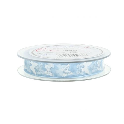 Floristik24 Ruban organza papillon bleu 15mm 20m
