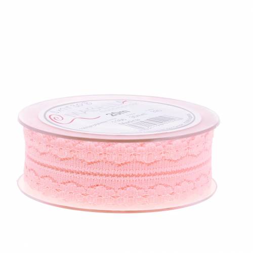 Floristik24 Ruban dentelle ruban déco rose 20m 3cm emballage cadeau