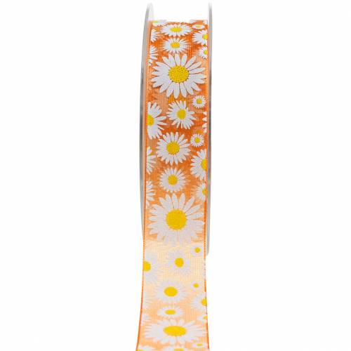 Ruban organza orange avec fleurs 25mm ruban décoratif ruban décoratif 20m