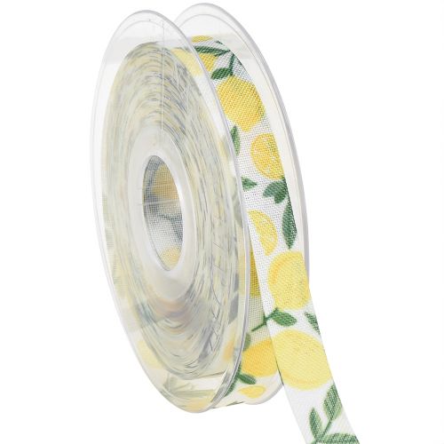 Floristik24 Ruban cadeau avec ruban décoratif citron été L15mm L20m
