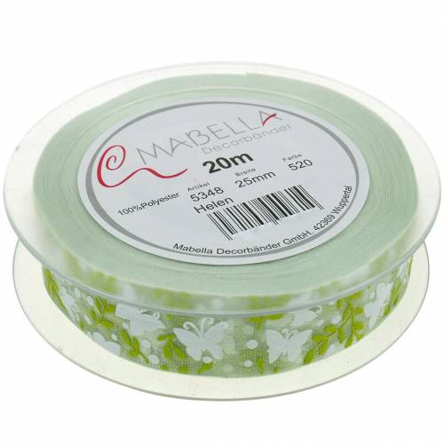 Article Ruban décoratif avec papillons 25mm ruban organza vert ruban cadeau 20m