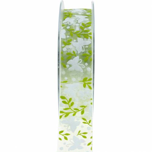 Floristik24 Ruban décoratif avec papillons 25mm ruban organza vert ruban cadeau 20m