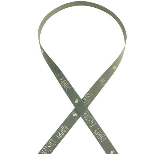 Floristik24 Ruban velours Ruban décoratif Joyeuses Pâques Menthe 15mm 5m