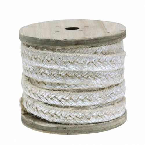 Floristik24 Cordon large jute argent 10mm 4m