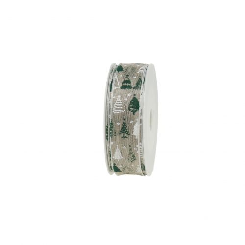 Floristik24 Ruban de Noël Sapin de Noël vert, naturel 25mm 15m