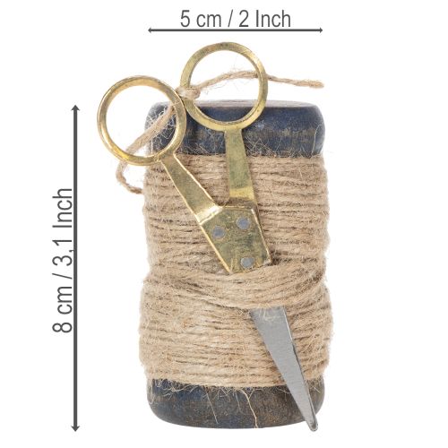 Article Bobine de ruban en jute avec ciseaux Ø5cm H8cm 2 pièces