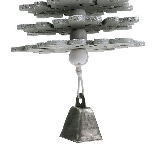Article Suspension Sapin de Noël avec clochette Argent 29cm