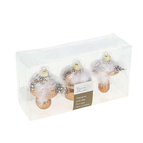 Floristik24 Arbre décoration verre champignon marron 8cm 3pcs