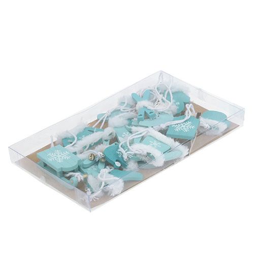 Floristik24 Décorations d&#39;arbre mix 3,5cm - 7,5cm bleu, blanc 12pcs
