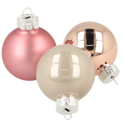 Floristik24 Décoration de sapin boules de Noël en verre rose gris Ø4cm 24 pcs
